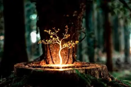 vecteezy_renewal-of-life-young-tree-emerging-from-old-stump-ai-generated_33495125