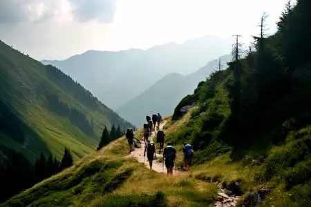 hiking on the 5 Best Hiking Trails In Europe - vecteezy_group-of-tourist-hiking-in-mountains-travelers-with_21754205